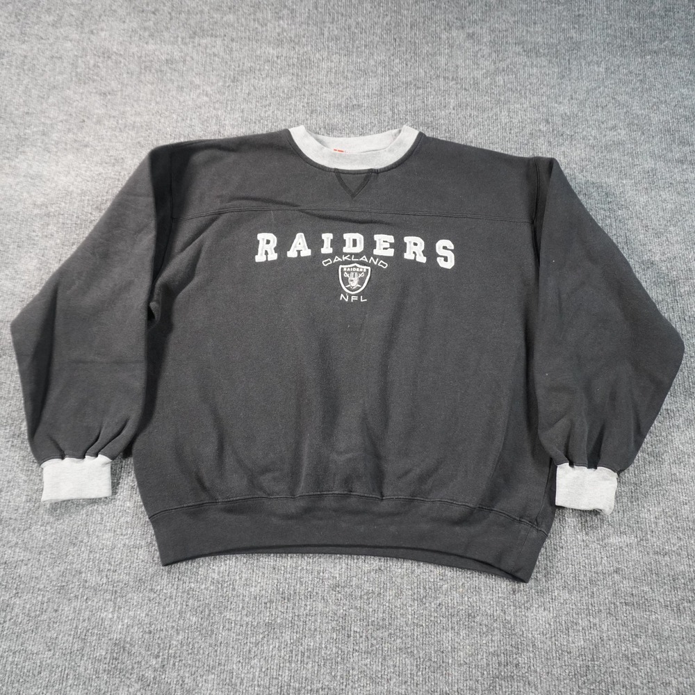 Vintage NFL Oakland Raiders Sweatshirt Mens Large Black Crewneck Embroidered LA
